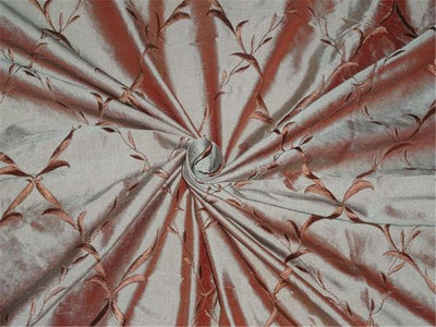 SILK DUPIONI EMBROIDERED FABRIC IRIDESCENT RED X GREEN 54&quot;WIDE DUP#E50[2]