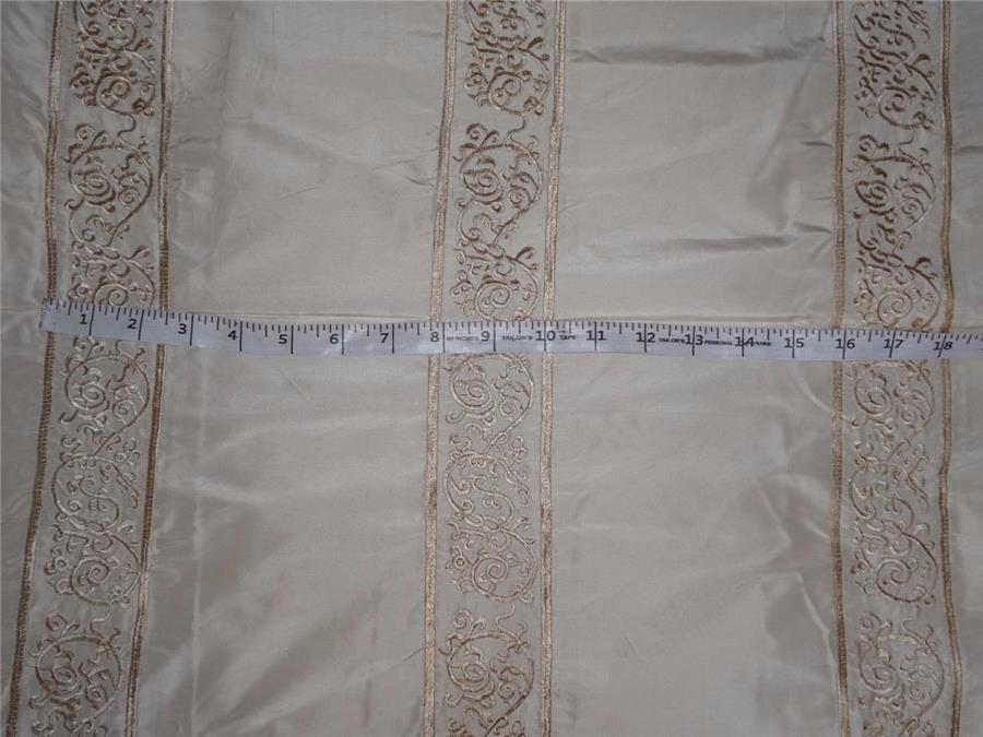 SILK TAFFETA FABRIC CREAM X GOLD EMBROIDERY 54&quot; WIDE TAFE17[1]