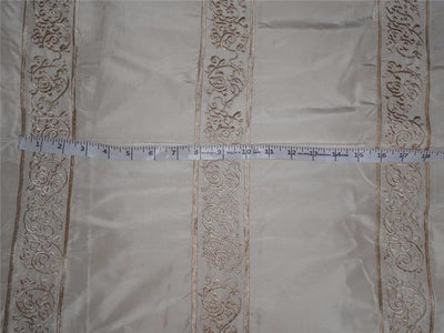 SILK TAFFETA FABRIC CREAM X GOLD EMBROIDERY 54&quot; WIDE TAFE17[1]