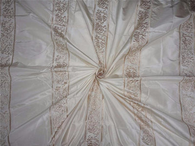 SILK TAFFETA FABRIC CREAM X GOLD EMBROIDERY 54&quot; WIDE TAFE17[1]