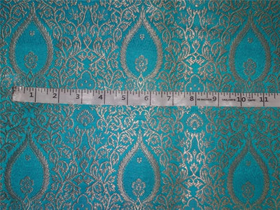 SILK BROCADE FABRIC BLUE X METALLIC GOLD COLOR 44" WIDE BRO494[2]