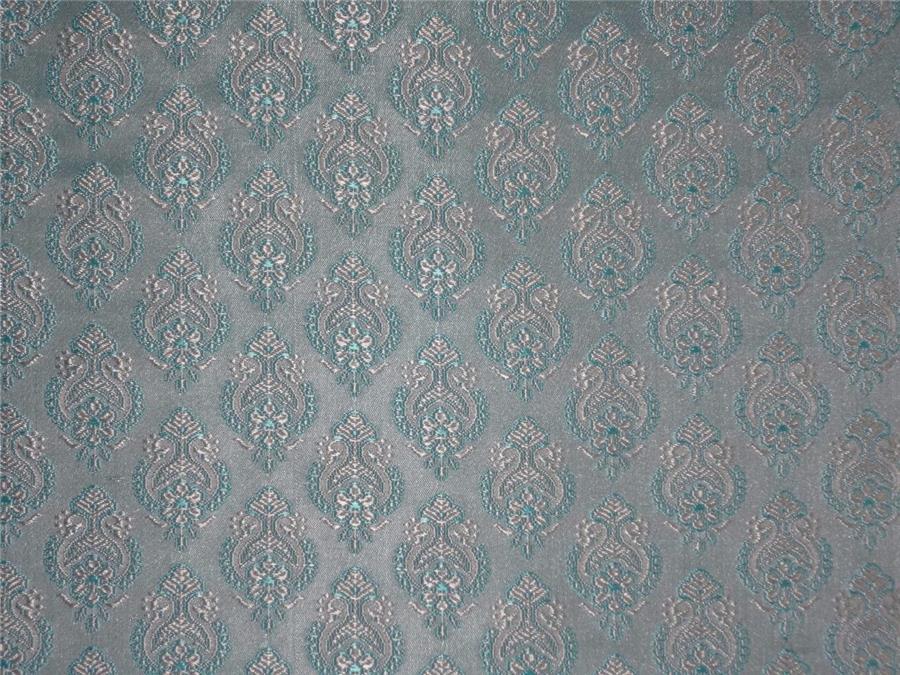 SILK BROCADE FABRIC BLUE X IVORY 44" wide BRO57[4]