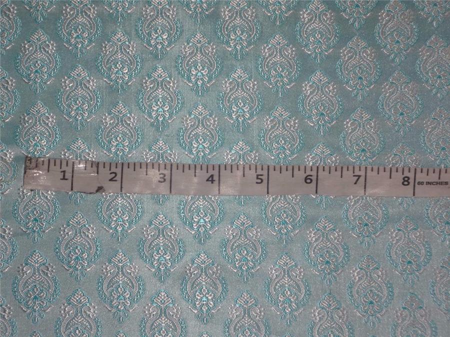 SILK BROCADE FABRIC BLUE X IVORY 44" wide BRO57[4]