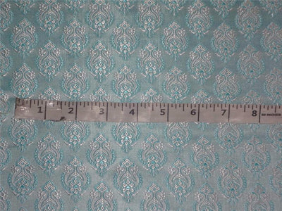 SILK BROCADE FABRIC BLUE X IVORY 44" wide BRO57[4]