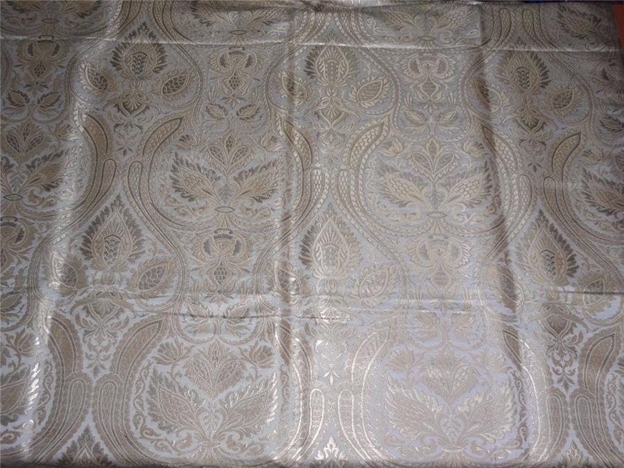 Heavy Silk Brocade Fabric Beige x Metallic Gold Color 36" WIDE BRO501[1]