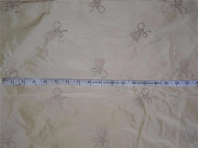 Silk Taffeta Fabric Cream Embroidery 54&quot; Wide Taf#E18[1]