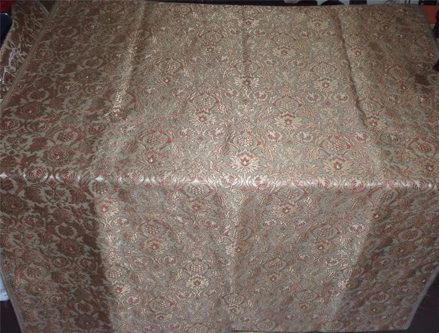 Heavy Silk Brocade Fabric Beige, Metallic Gold x Multi Color 36" WIDE BRO501[4]