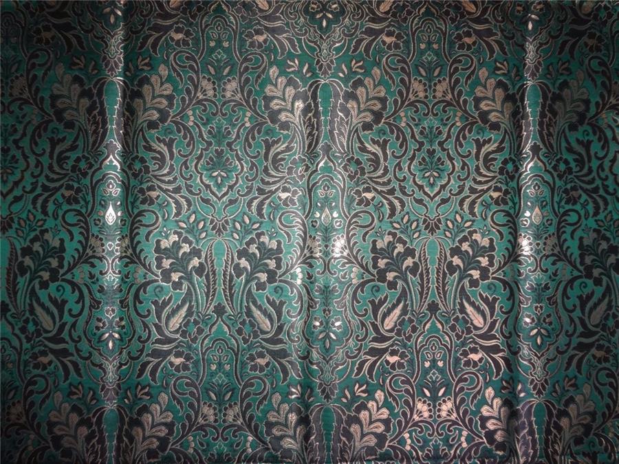 Heavy Silk Brocade Fabric Green Black x Metallic Gold Color 36" WIDE BRO502[4]