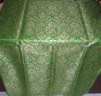 Heavy Silk Brocade Fabric Leafy Green x Metallic Gold Color 36" WIDE BRO503[4]