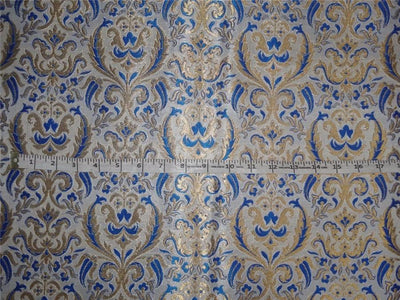 Heavy Silk Brocade Fabric Grey, Blue x Metallic Gold Color 36" WIDE BRO504[1]