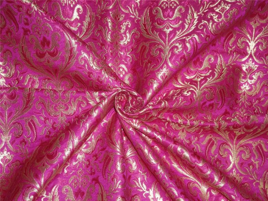 Heavy Silk Brocade Fabric Hot Pink x Metallic Gold Color 36" WIDE BRO504[4]