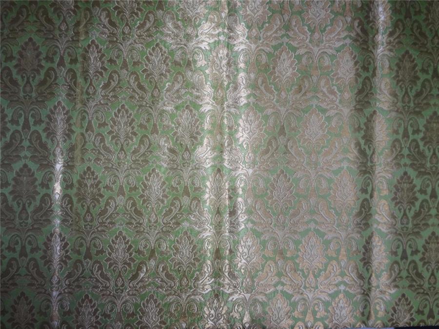 Heavy Silk Brocade Fabric pista Green x Metallic Gold Color 36" WIDE BRO505[4]