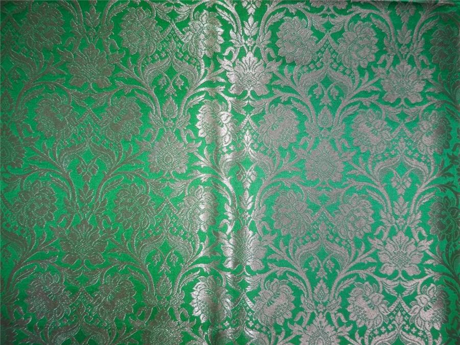 Heavy Silk Brocade Fabric Green x Metallic Gold Color 36" wide BRO508[3]