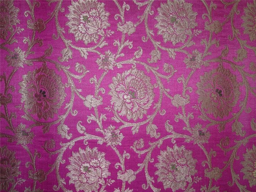 Heavy Silk Brocade Fabric Hot Pink X Metallic Gold Color 36" wide BRO511[4]