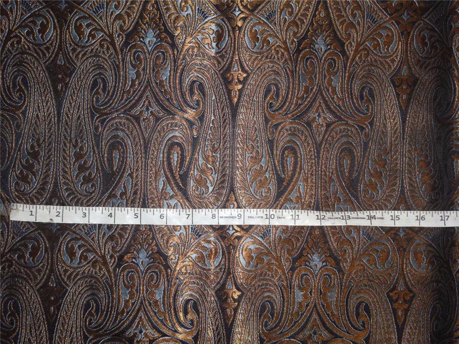 Heavy Silk Brocade Fabric Black, Blue X Copper Color 36" WIDE BRO511[1]
