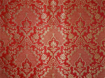 Heavy Silk Brocade Fabric Blood Red X Metallic Gold Color 36" wide BRO512[2]