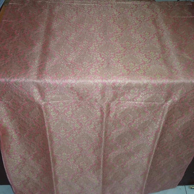 Heavy Silk Brocade Fabric Baby Pink X Metallic Gold Color 36" wide BRO512[3]