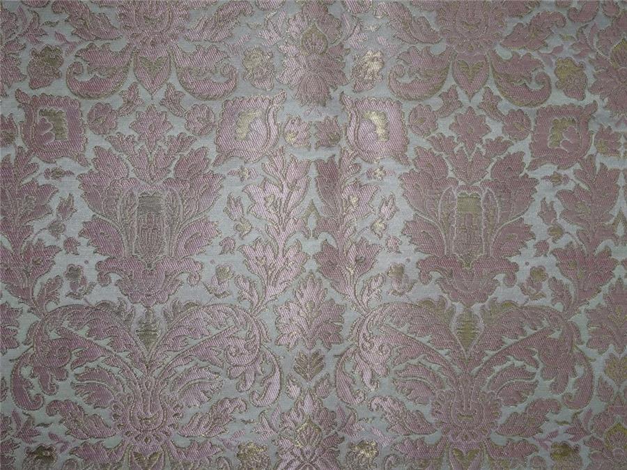 Heavy Silk Brocade Fabric Pink, White X Metallic Gold Color 36" wide BRO512[4]