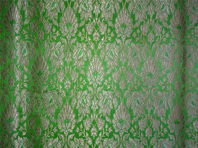 Heavy Silk Brocade Fabric Green X Metallic Gold Color 36" wide BRO513[5]