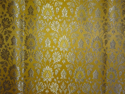 Heavy Silk Brocade Fabric Yellow X Metallic Gold Color 36" wide BRO515[3]