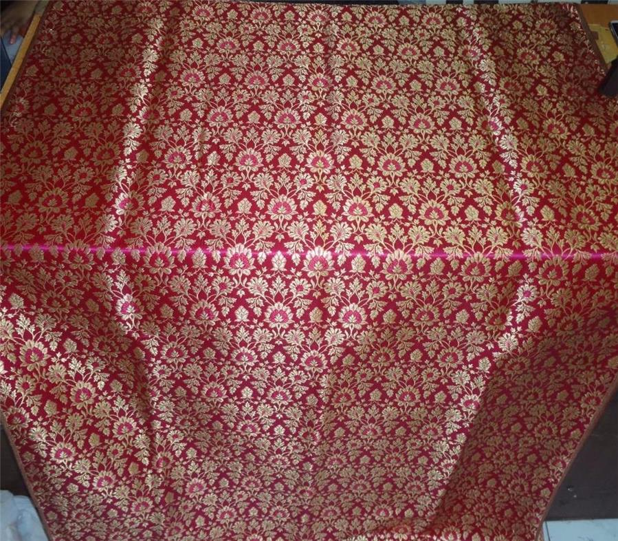 Heavy Silk Brocade Fabric Hot Pink X Metallic Gold Color 36" WIDE BRO514[2]