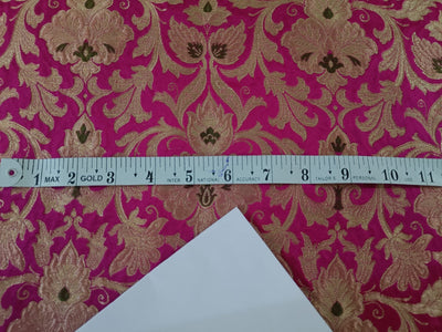 Silk Brocade King Khab [kings dream] fabric hot pink, nude pink, green and metallic gold color 36" wide BRO868[2]