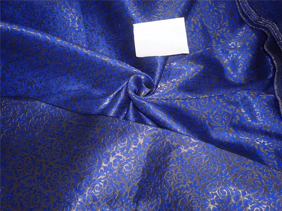 brocade fabric royal blue and ANTIQUE metalic gold