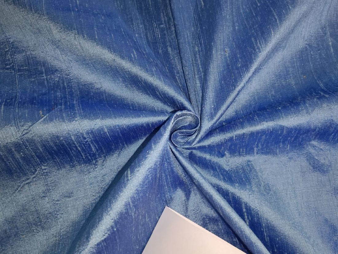 100% pure silk dupioni fabric sky blue x blue 54&quot; with slubs