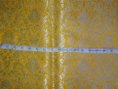 Heavy Silk Brocade Fabric Mango Yellow x Metallic Gold Color 36" WIDE BRO510[4]