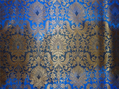 Heavy Silk Brocade Fabric Shaded Blue x Metallic Gold Color 44" WIDE BRO517[1]