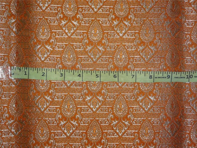 Heavy Silk Brocade Fabric Burnt Orange x Metallic Gold Color 36" WIDE BRO518[4]