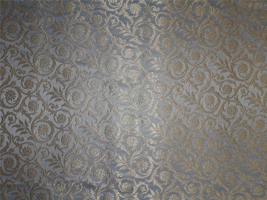 Heavy Silk Brocade Fabric Grey x Metallic Gold Color 36" WIDE BRO518[1]