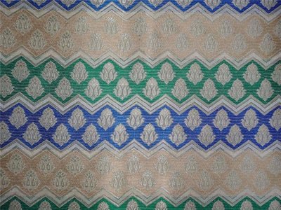 Heavy Silk Brocade Fabric Gold, Green, Blue x Metallic Gold Color 36" WIDE BRO519[2]