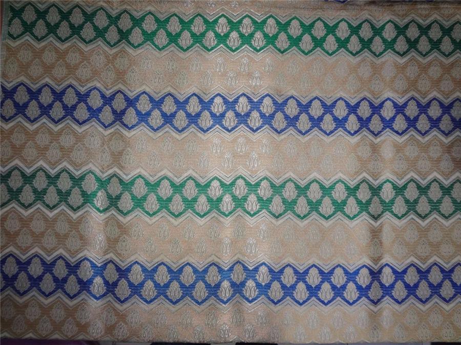 Heavy Silk Brocade Fabric Blue,Gold,Green x Metallic Gold Color 36" WIDE BRO519[3]