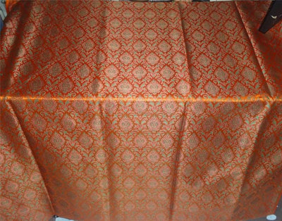 Silk Brocade Fabric Orange, Green x Red Color 44" WIDE BRO521[2]