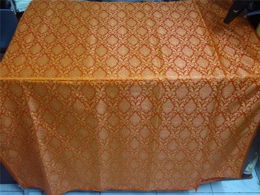 Silk Brocade Fabric Orange, Pink x Yellow Color 44" WIDE BRO521[3]