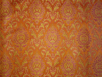 Silk Brocade Fabric Orange, Pink x Yellow Color 44" WIDE BRO521[3]