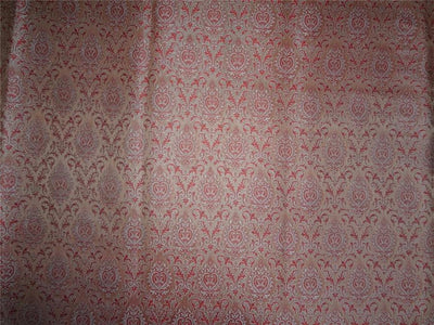 Silk Brocade Fabric Peach, Red x Silver Color 44" WIDE BRO521[4]
