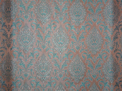 Silk Brocade Fabric Beige, Blue x Ivory Color 44" WIDE BRO508[4]