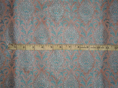 Silk Brocade Fabric Beige, Blue x Ivory Color 44" WIDE BRO508[4]