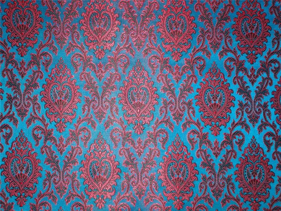 Silk Brocade Fabric Blue, Green x Pink Color 44" WIDE BRO516[4]