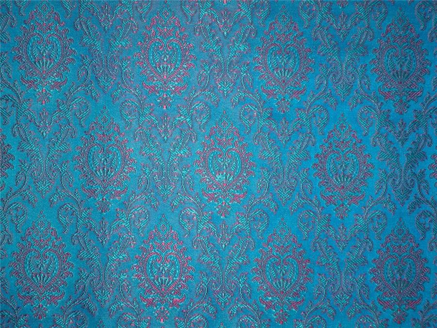 Silk Brocade Fabric Blue, Green x Pink Color 44" WIDE BRO522[3]