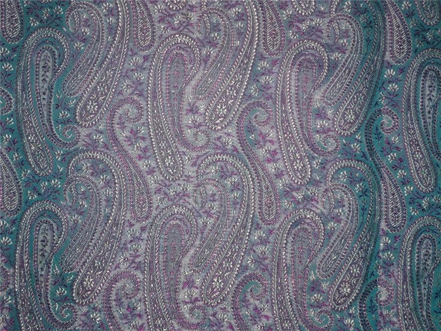 Silk Brocade Fabric Blue, Aubergine x Ivory Color 44" WIDE BRO523[1]
