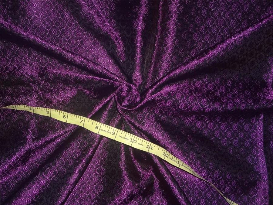 Silk Brocade Fabric Black x Purple Color 44&quot;