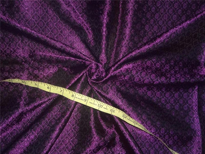 Silk Brocade Fabric Black x Purple Color 44&quot;