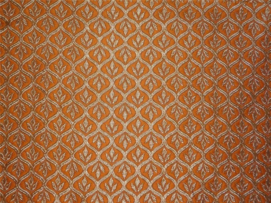 Brocade Fabric Orange x Gold Color 48" wide BRO524[5]
