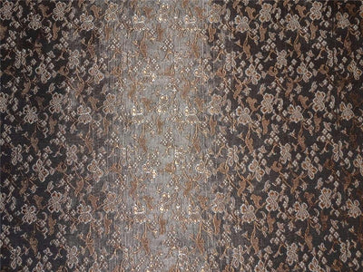 Silk Brocade Fabric Black, Brown x Gold Color 44&quot;