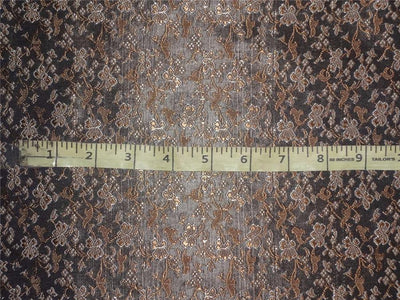 Silk Brocade Fabric Black, Brown x Gold Color 44&quot;