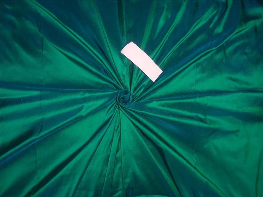 100% Pure Silk Dupioni Fabric Iridescent Green x Blue Color 54&quot;wide