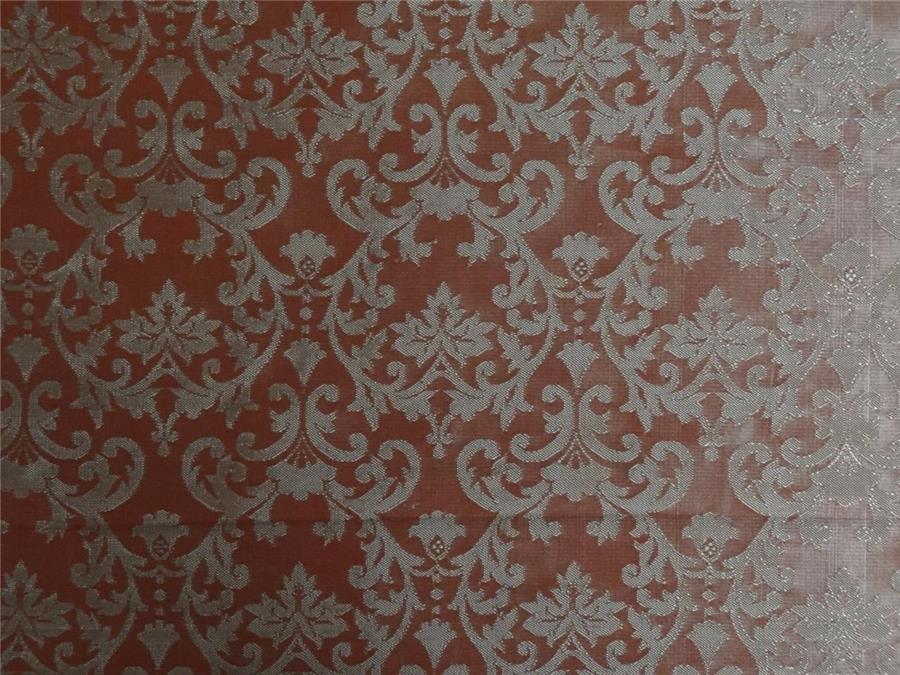 Silk Brocade Fabric Orange x Gold Color 44" wide Bro265[3]